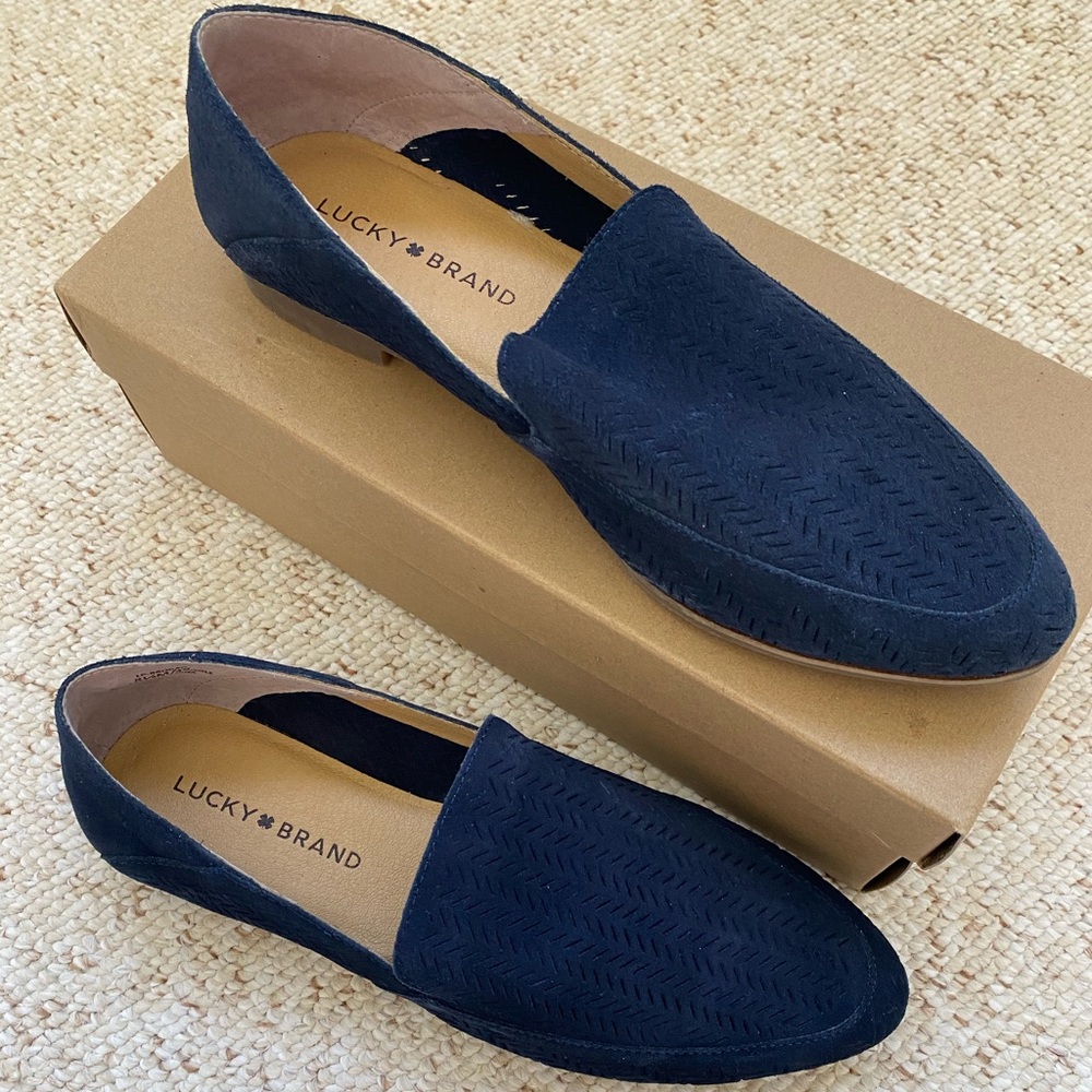 Navy blue slip ons